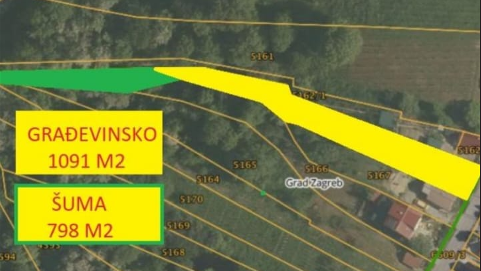 Katastarski prikaz građevinskog zemljišta i šume u Novoselcu